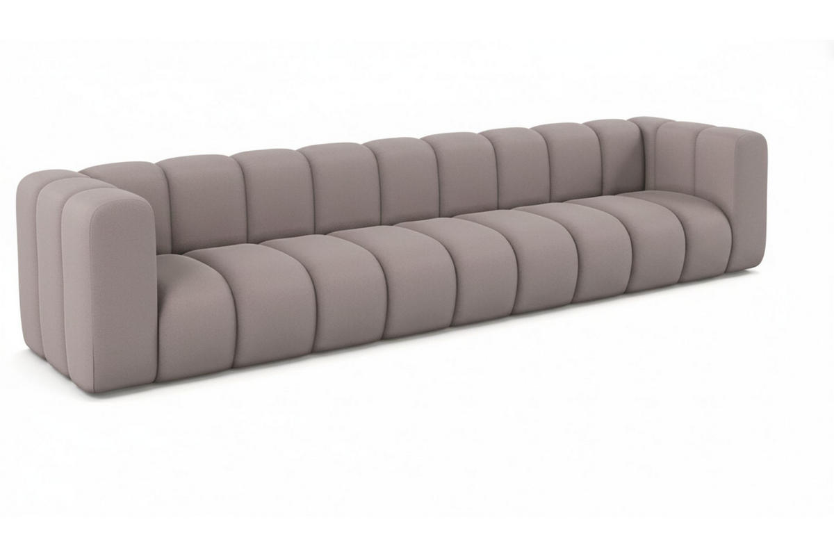 COUCH, Fünfsitzer-Sofa Grand, Veloursstoff Salvador, Grau - Grau, Holz (314/70/87cm) - Kaiser Möbel