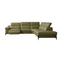 ECKSOFA Texas Echtleder mit 1 x Relaxfunktion Olivgrün - Olivgrün, Leder/Metall (238/274cm)