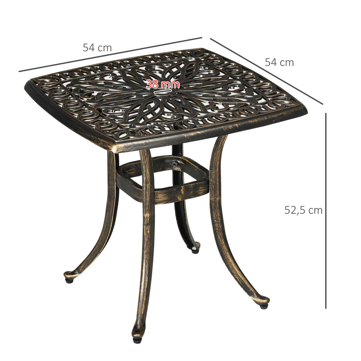 GARTENTISCH bronzefarben 54.0/54.0/52.5cm - Bronzefarben, Metall (54/54/52.5cm)