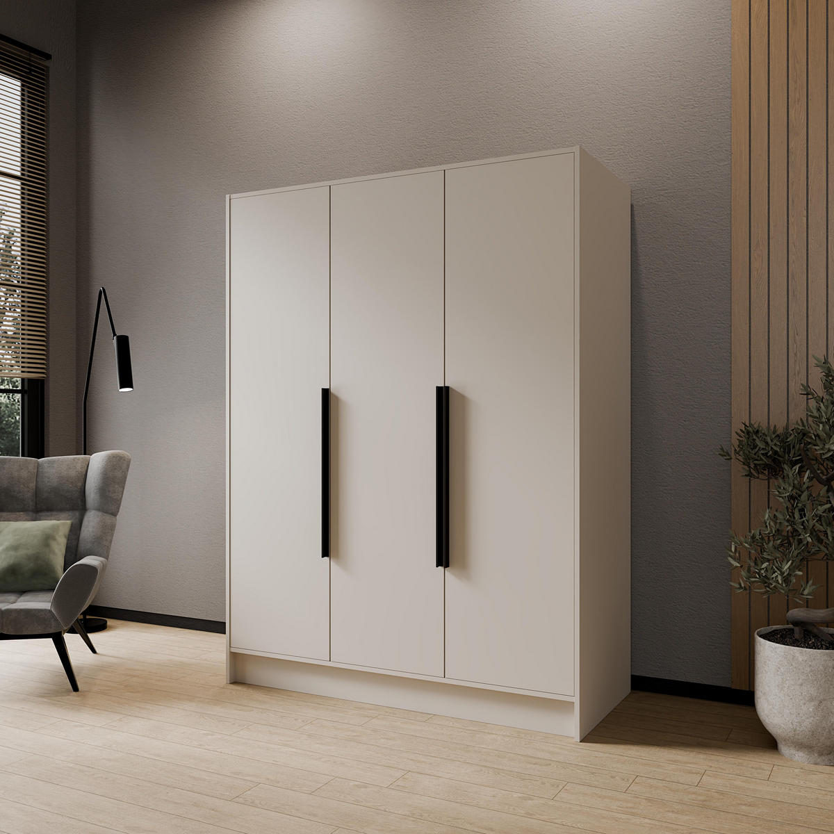 DREHTÜRENSCHRANK BERON 150/200/51 cm Modern Kleiderschrank 3-türig Kaschmir - Kaschmir, Holzwerkstoff (150/200/51cm) - MASSENO