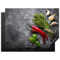 HERDABDECKPLATTE Pfeffer - Kräuter - Gewürze - Beton 71x52 cm - Rot, Kunststoff (71/0.2/52cm) - MuchoWow