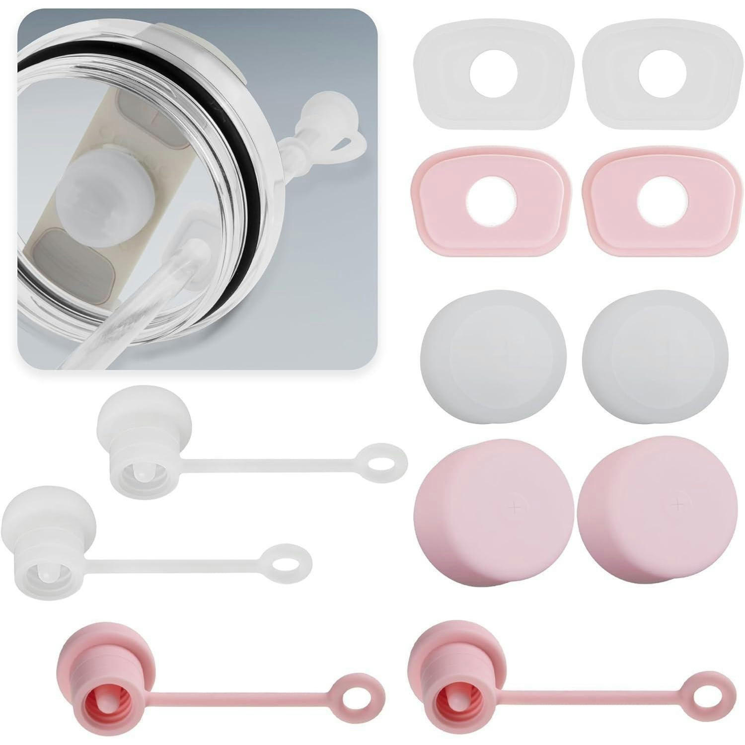 STROHHALM Zubehör 12-teiliges Set Transparent + Rosa - Multicolor, Kunststoff (2.2/1.5/2.2cm)