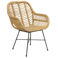 RATTANSTUHL Rattan Beige Canora - Beige, Naturmaterialen/Metall (64/89/51cm) - Beliani