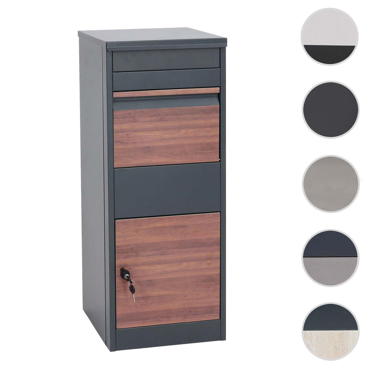 PAKETKASTEN GRÖßE L rechteckig Anthrazit, Dunkelbraun - Anthrazit/Dunkelbraun, Metall (41/102/38cm) - MCW