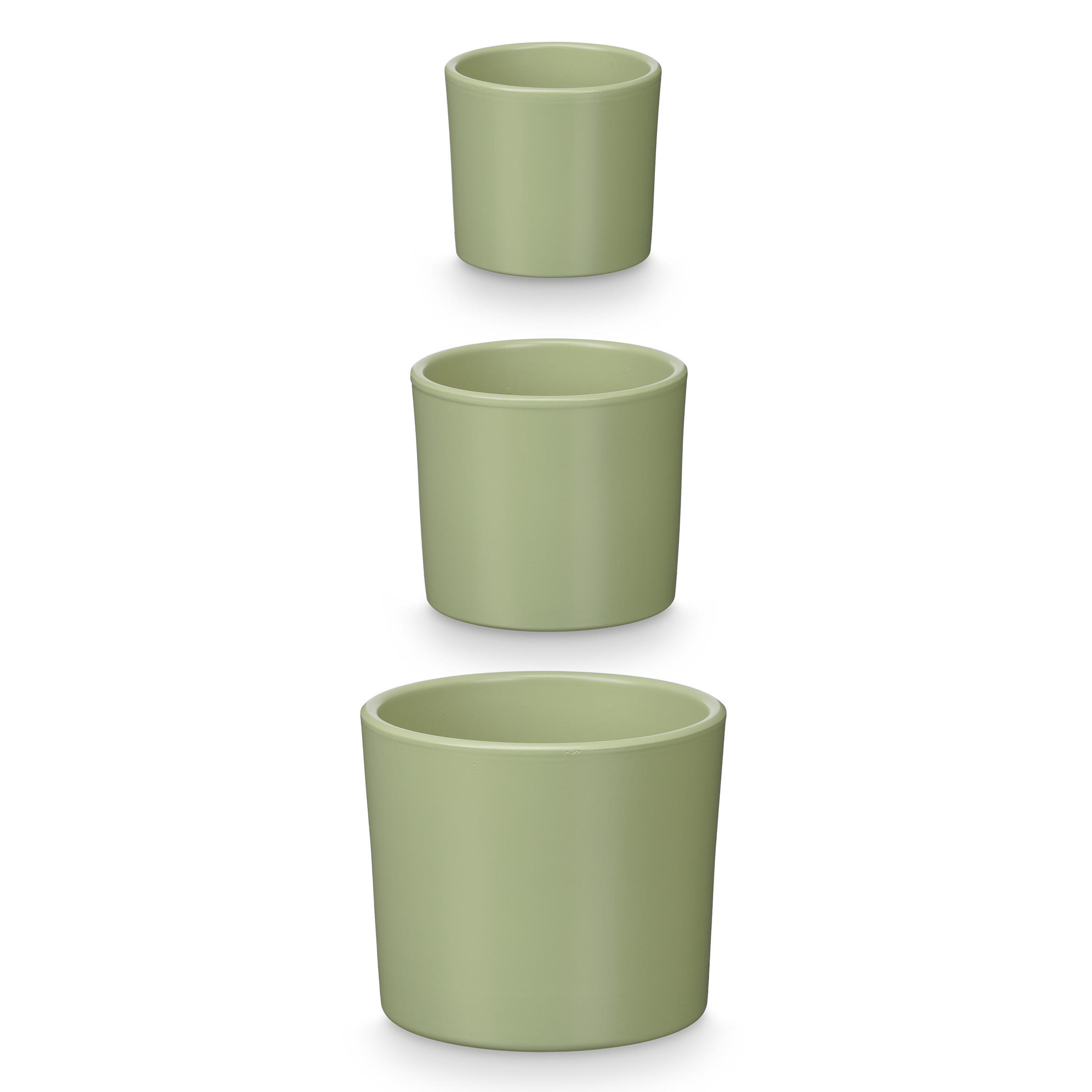 BLUMENTOPF Keramik 14/17/22 cm, 3er Set - Mintgrün, Keramik (22/19/22cm) - Ibergarden