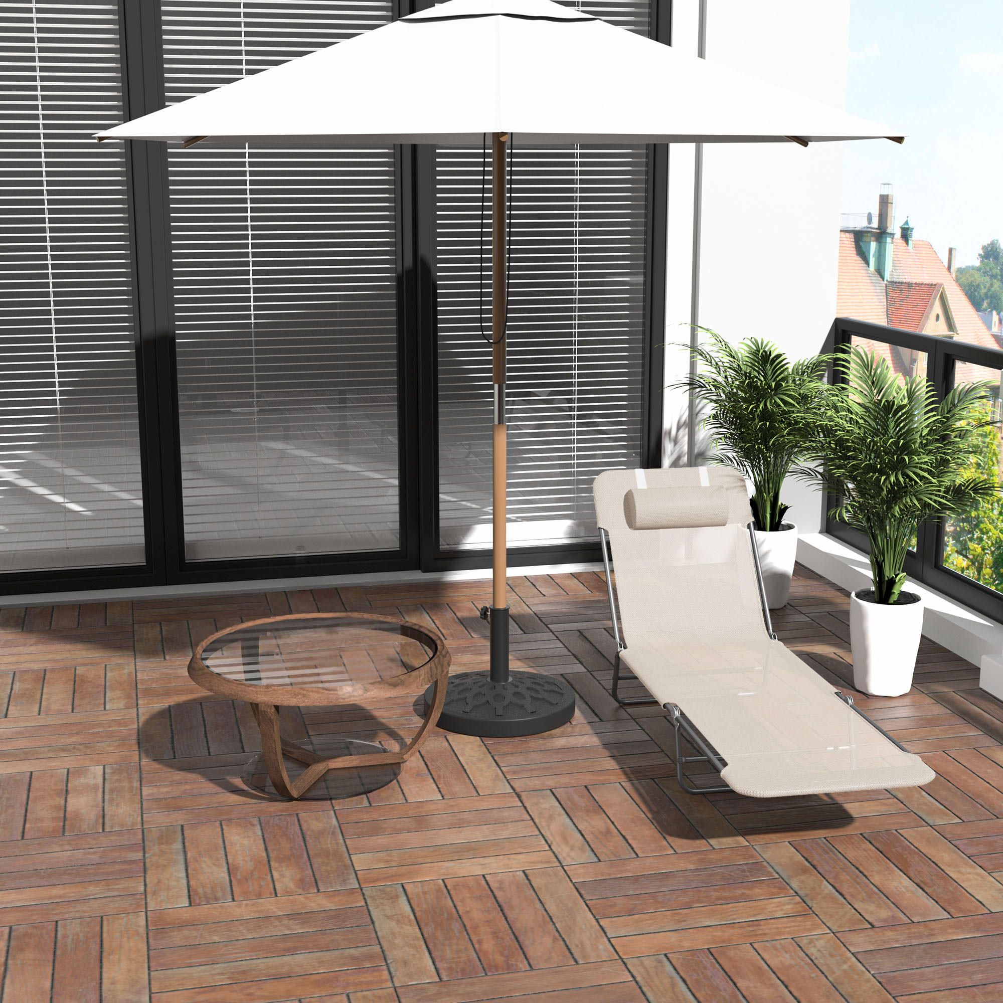 GARTENLIEGE - Creme, Kunststoff/Metall (56/24.5/182cm) - Outsunny