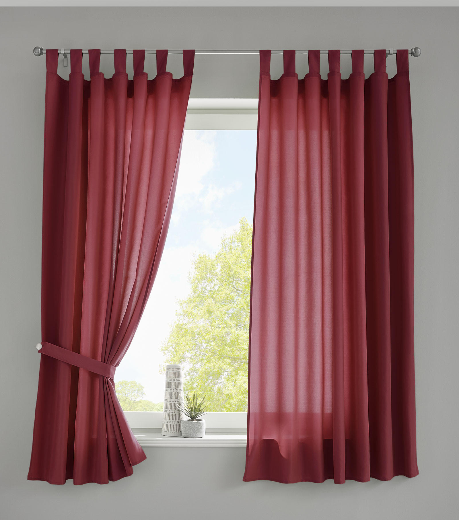 VORHANG 2ER SET POTSDAM HxB 175x140 cm Bordeaux - Bordeaux, Textil (140/175cm) - Gardinenbox