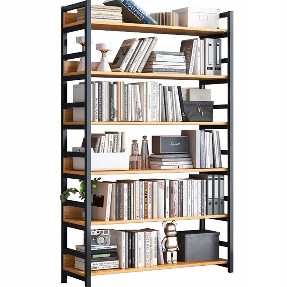 BÜCHERREGAL, braun, 80/30/174 cm - Schwarz/Braun, Holz/Metall (80/174/30cm) - MUVU