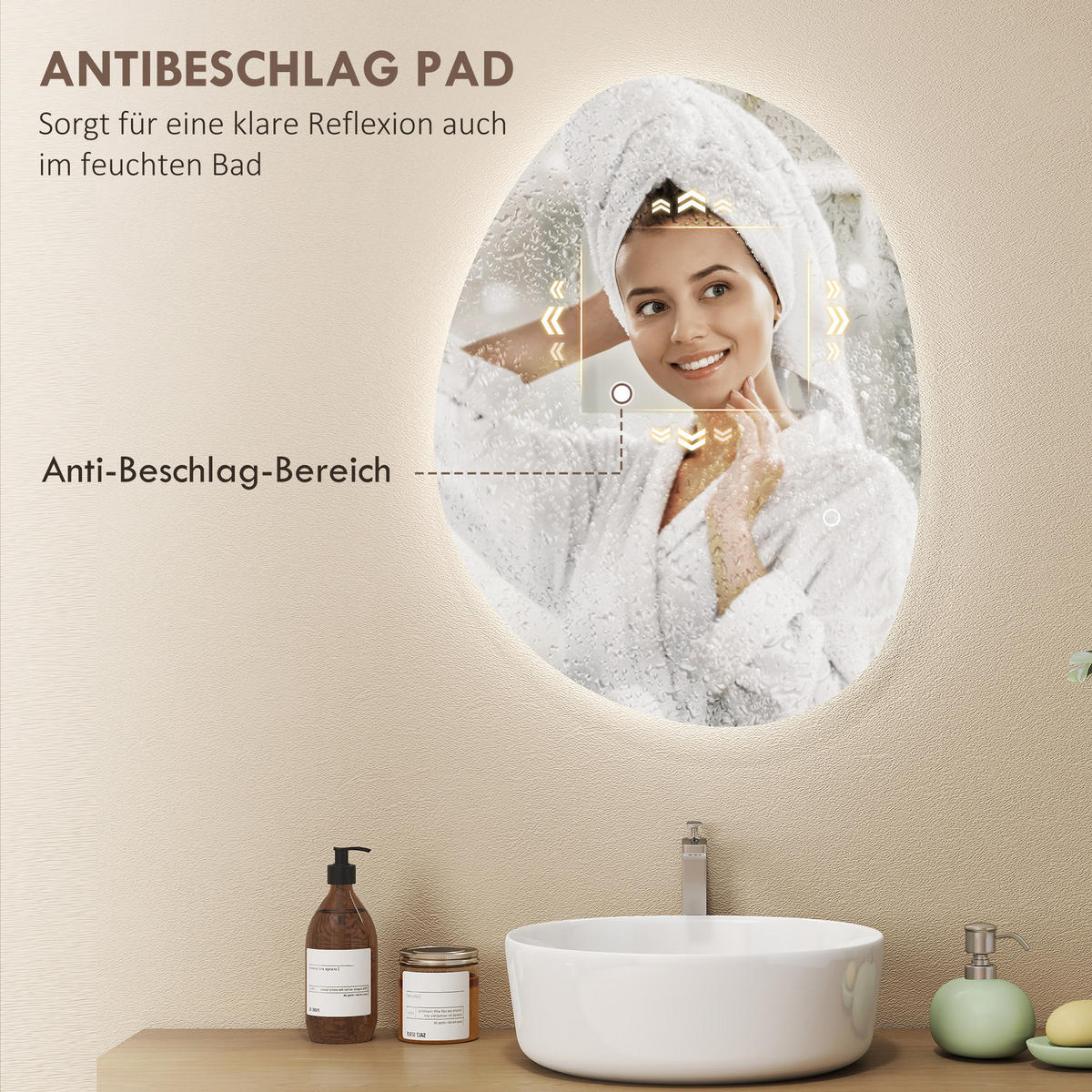 BADSPIEGEL DE-09286 Silber - Silberfarben, Glas (50/70/5cm) - ComfortXL