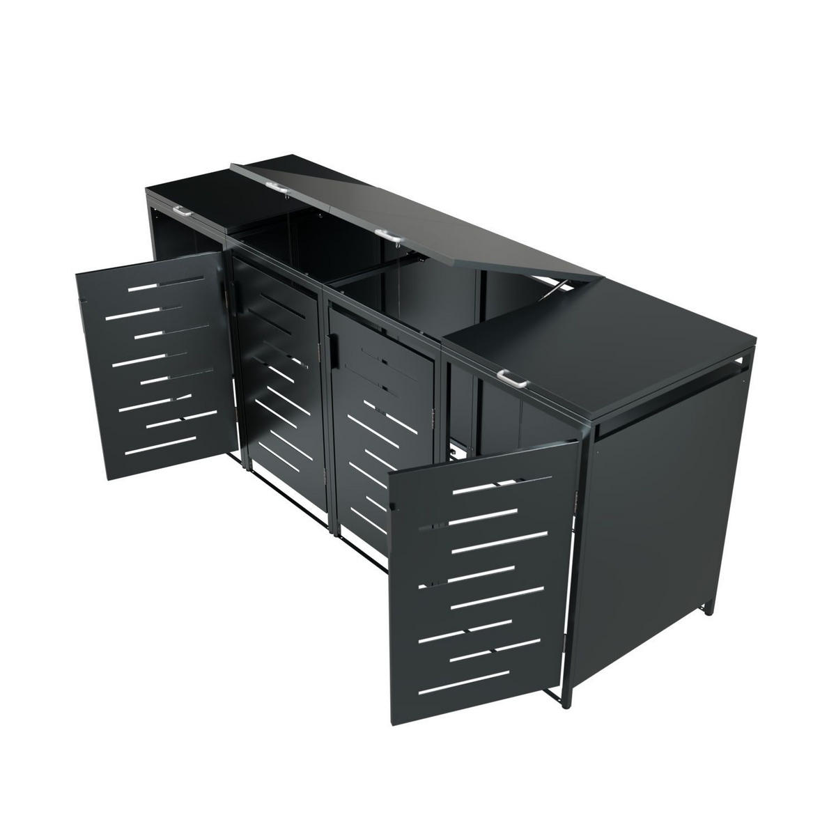 MÜLLTONNENBOX Arel 4er-Set - Anthrazit, Metall (272/120/80cm) - Juskys