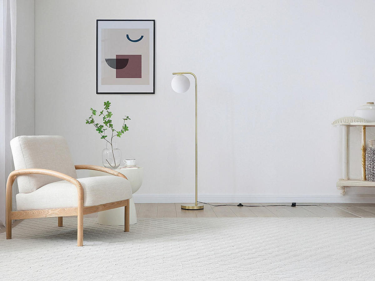 STEHLAMPE - 28 cm x 25 cm - metall - weiß, goldfarben Sofia - Goldfarben/Weiß, Metall (25/28/150cm) - Vente-Unique