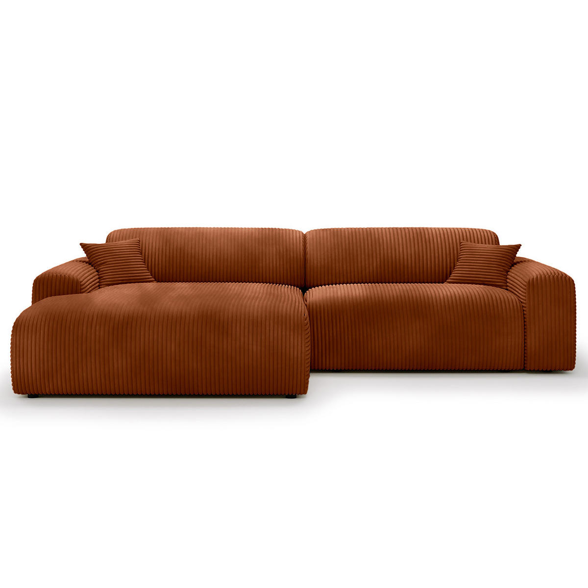ECKSOFA mit Longchair - Cord - Schwarz/Braun, Kunststoff/Textil (284/178cm) - home24