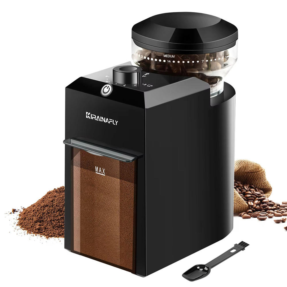 KAFFEEMÜHLE Elektrisch 28 Mahlgrade Espresso French Press - Schwarz, Kunststoff (8.89/19.56/25cm) - Bextcok
