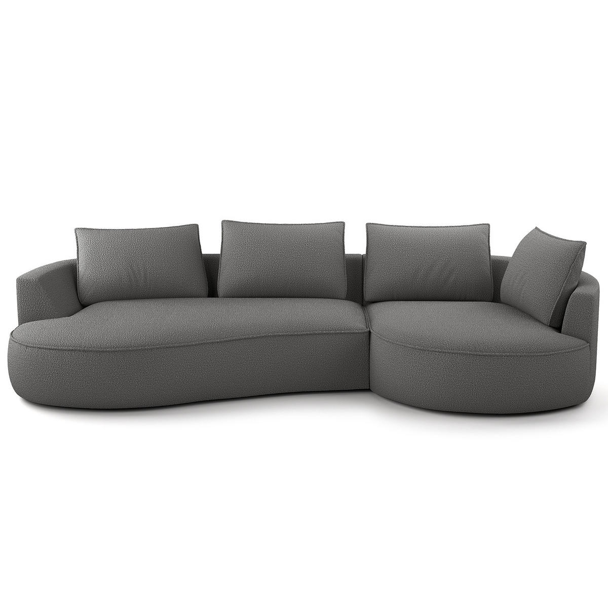 BIGSOFA - Schwarz/Grau, Kunststoff/Textil (322/82/154cm) - home24