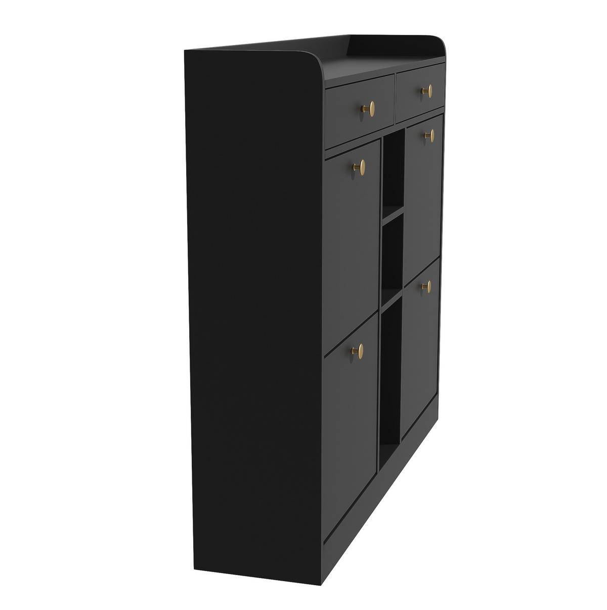 SCHUHSCHRANK 110/26/100 cm in Schwarz mit 4 Klappen und 2 Schubladen - Schwarz, Holzwerkstoff (110/100/26cm) - BEAOK