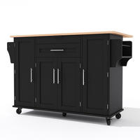 KÜCHENINSEL DE-41323 136/45-70/92 cm mit ausziehbarer Arbeitsplatte Schwarz - Schwarz, Holzwerkstoff (136/92/70cm) - ComfortXL
