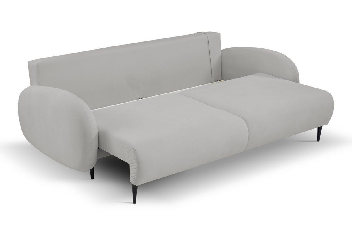 SOFA SOFT RunAgin Mit Schlaffunktion Und Bettkasten, PUR-Schaum, Schwarze Kunststofffüße, lose Rückenkissen, freistehend, 232x109x95 cm Light Grey - Hellgrau, Holz/Textil (232/95/109cm) - DomoHome