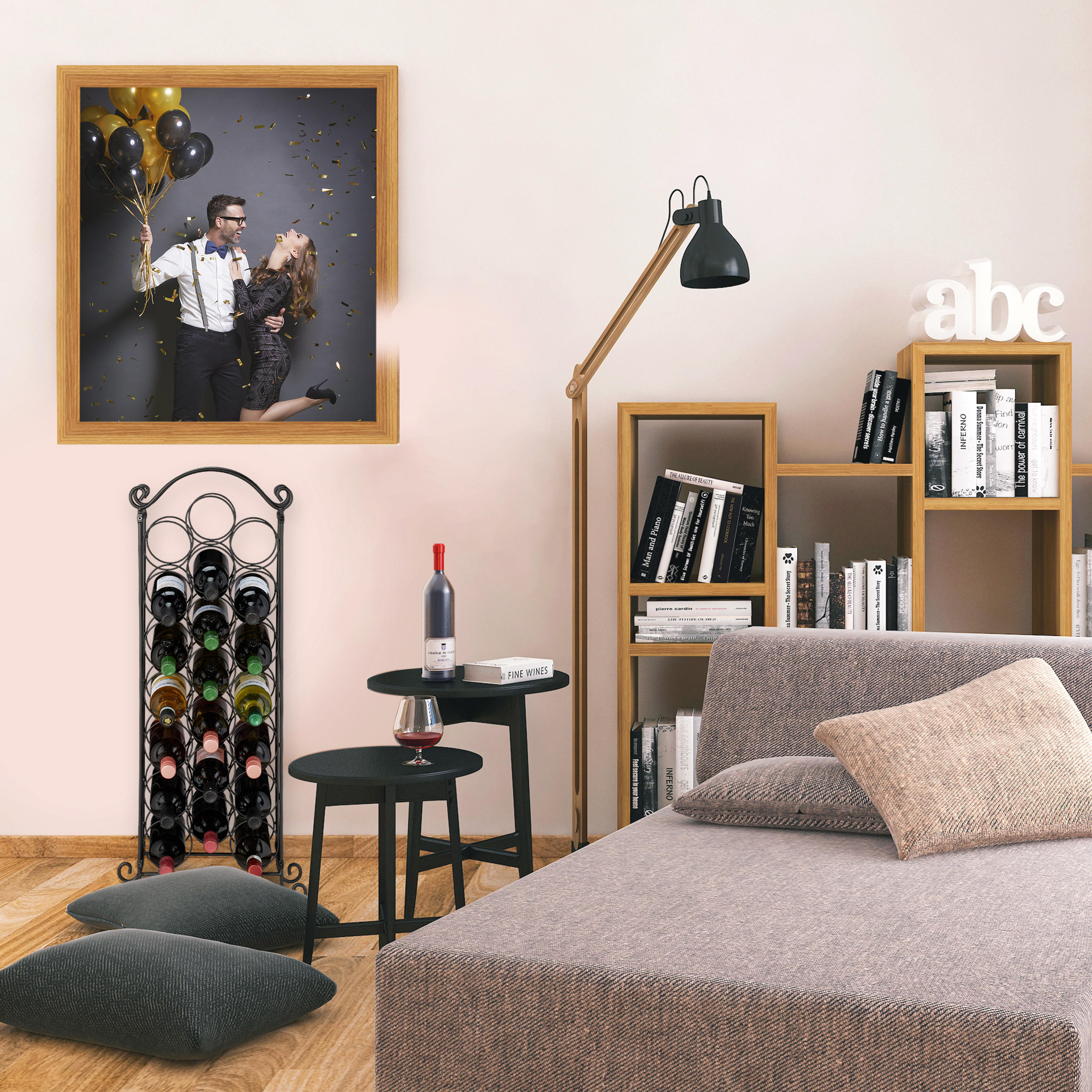 WEINREGAL - Schwarz, Metall (33/88/20cm) - Relaxdays