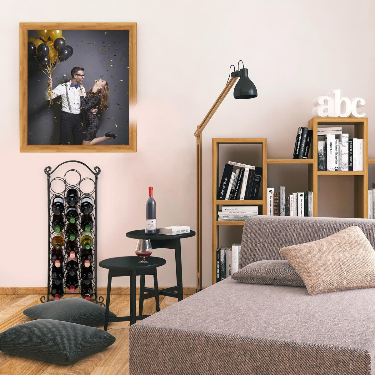 WEINREGAL - Schwarz, Metall (33/88/20cm) - Relaxdays