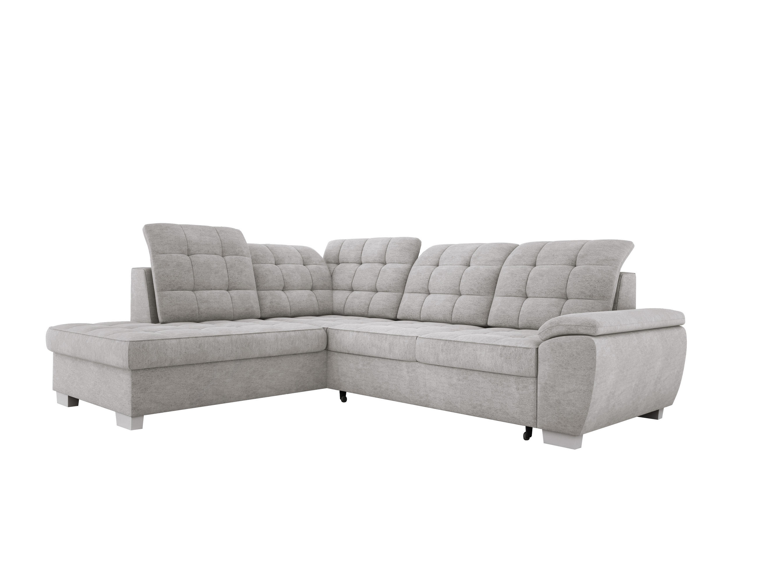 ECKSOFA LOTTA L-förmig Bettkasten verstellbare Kopfstützen hochwertige Verarbeitung lose Rückenkissen freistehend LINKS 212x258x106 cm Stainless steel - Edelstahlfarben, Holz/Textil (212/258cm) - DomoHome