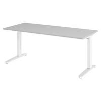 SCHREIBTISCH Serie-XB 80/180/74 cm in Grau/Weiß/Alu poliert - Weiß/Grau, Holzwerkstoff (80/180/74cm) - bümö