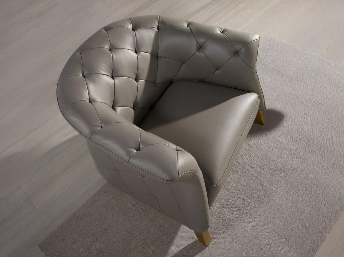 CHESTERFIELD-SESSEL Grauer Ledersessel 112/99/81 cm - Grau/Honig, Leder (112/81/99cm) - ANGEL CERDA