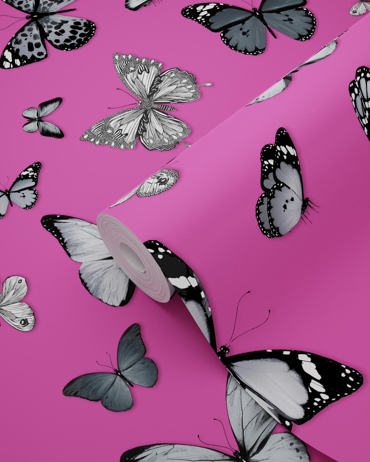 TAPETE Schmetterlinge 53 cm x 10.05 m - Pink, Papier (53/1000cm) - ESTAhome