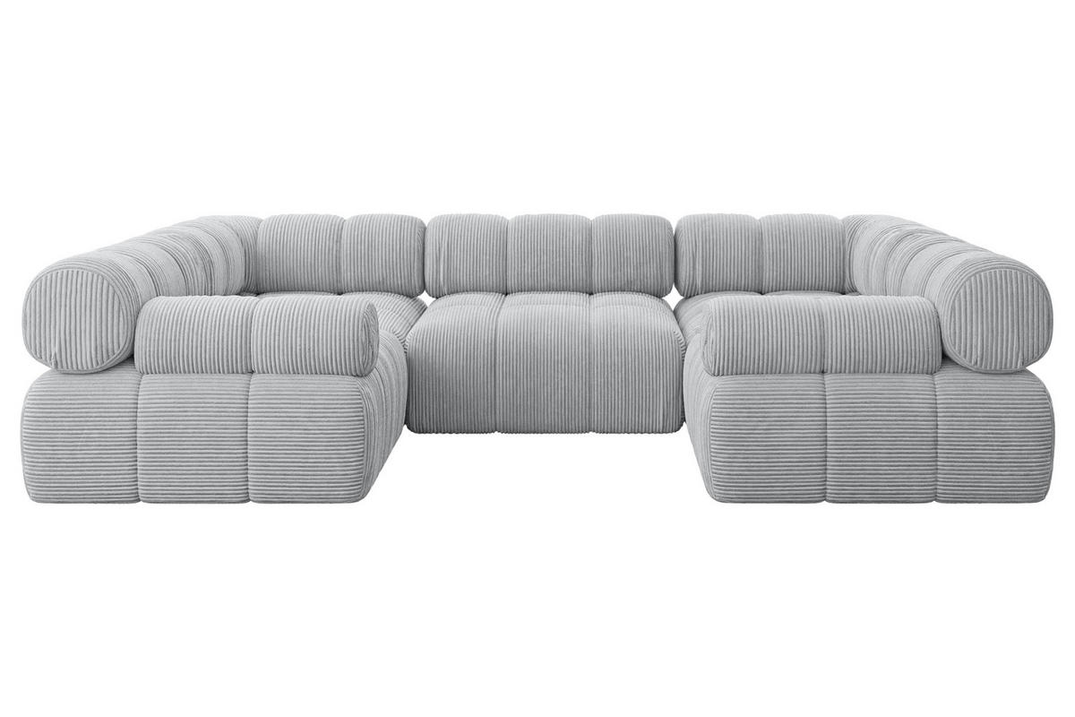 WOHNLANDSCHAFT modulares Sofa Birno-U1 - 285x190x70 cm Grau Cord - Grau, Holzwerkstoff/Textil (285/70/190cm) - ALTDECOR