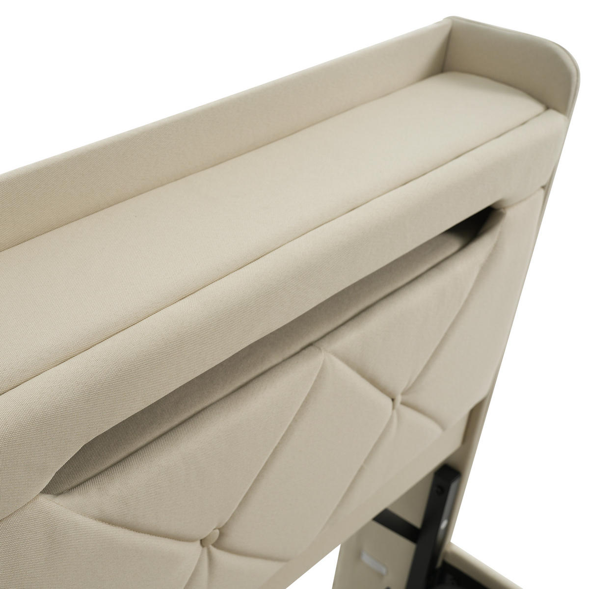 POLSTERBETT aus Leinen 90x200 cm in Beige mit LED & USB/Typ-C - Beige, Textil (90/200cm) - Modfu