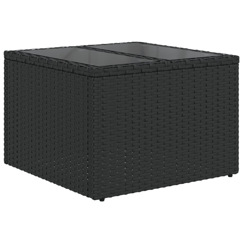 GARTENTISCH Mit Glasplatte Schwarz 55/55/37 Cm Poly Rattan - Schwarz, Kunststoff (55/55/37cm) - vidaXL