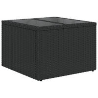 GARTENTISCH Mit Glasplatte Schwarz 55/55/37 Cm Poly Rattan - Schwarz, Kunststoff (55/55/37cm) - vidaXL