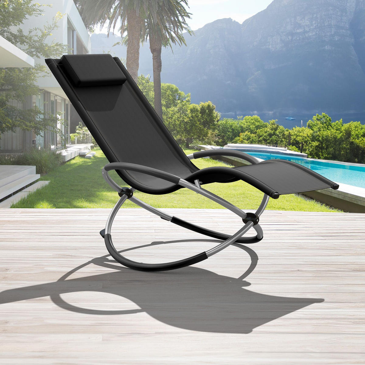 SONNENLIEGE Paulina, 150 x 73 x 93 cm, schwarz - Schwarz, Metall (73/93/150cm) - tectake