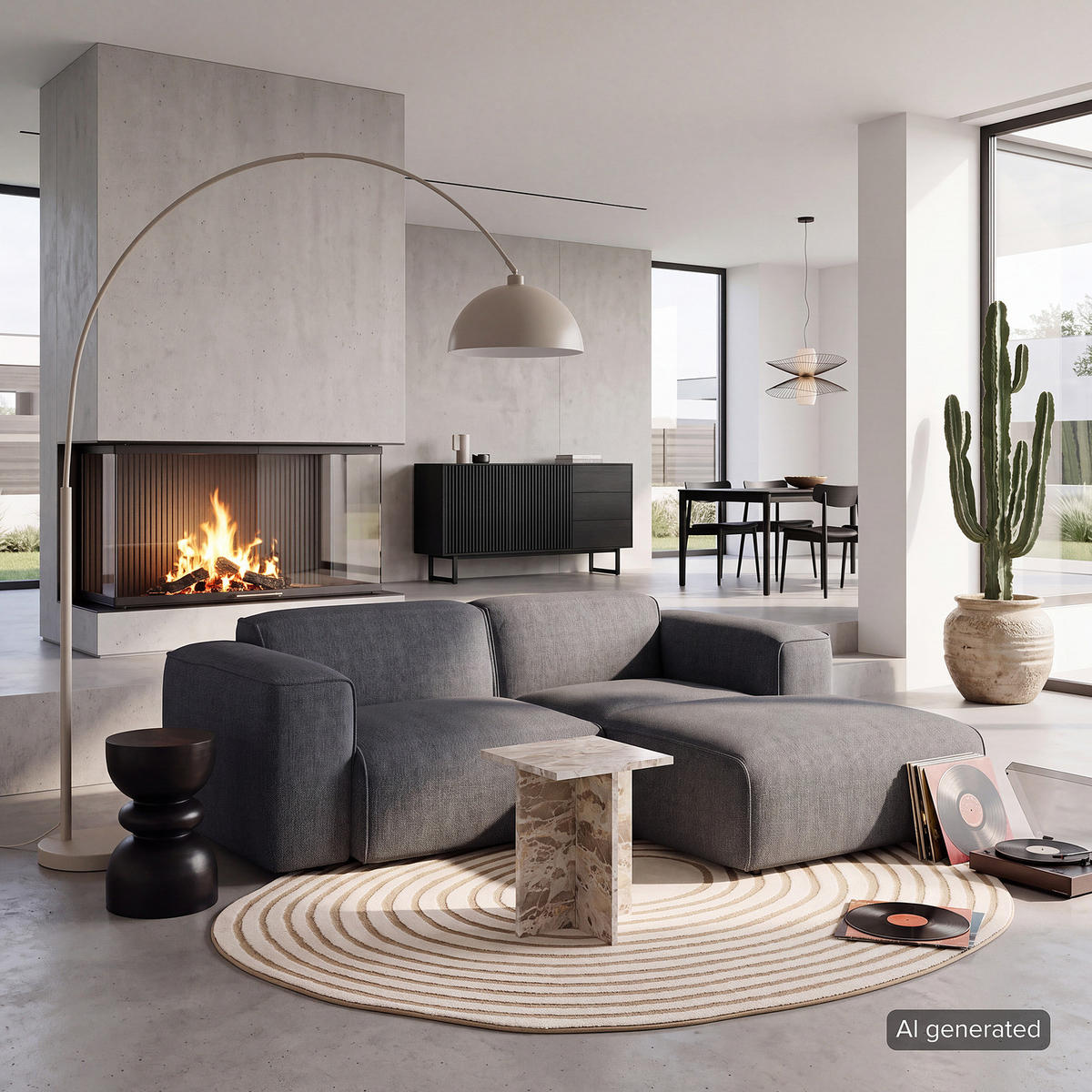 ECKSOFA mit XL-Longchair - Schwarz/Grau, Kunststoff/Textil (260/171cm) - home24