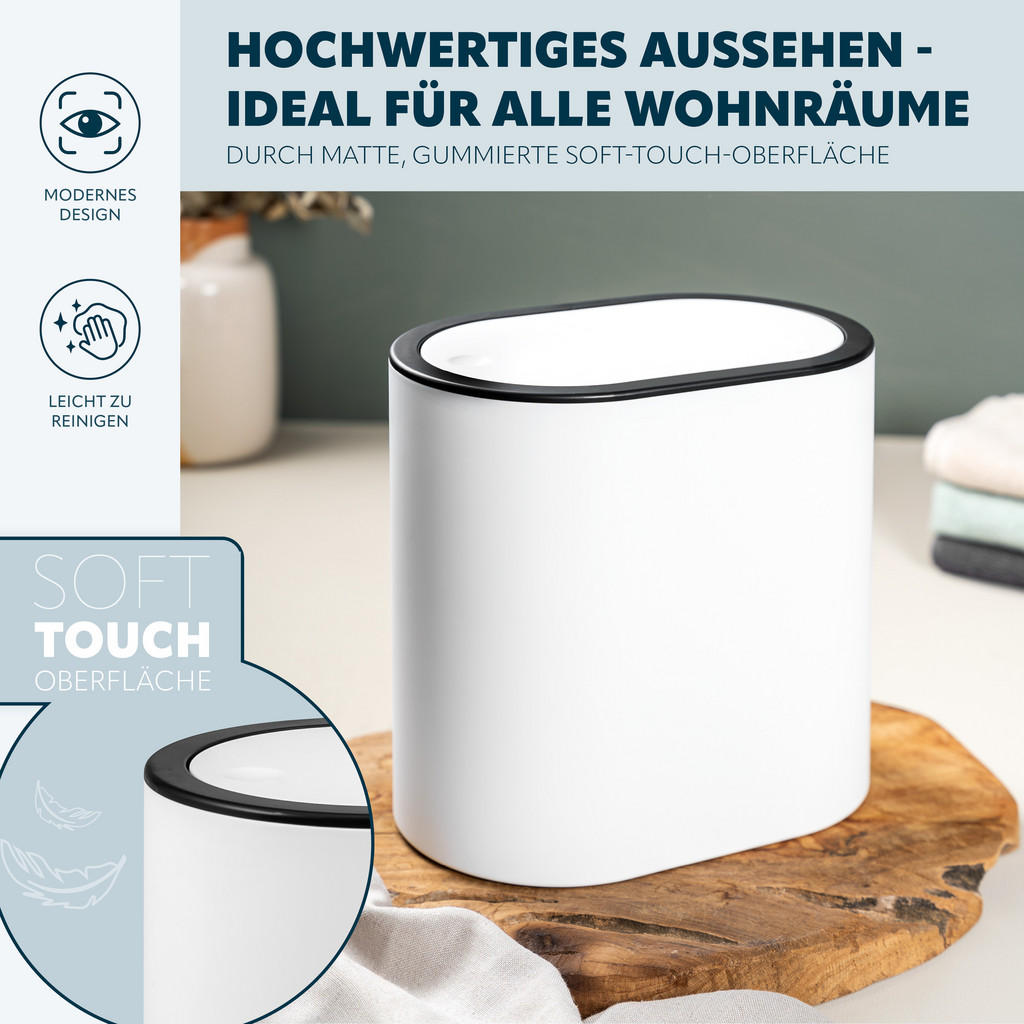 Thumbnail - eluno Kosmetikeimer,, Weiß, Kunststoff, 25.5x24.5x16.5 cm, Badaccessoires, Waschplatzzubehör, Kosmetik- & Abfalleimer