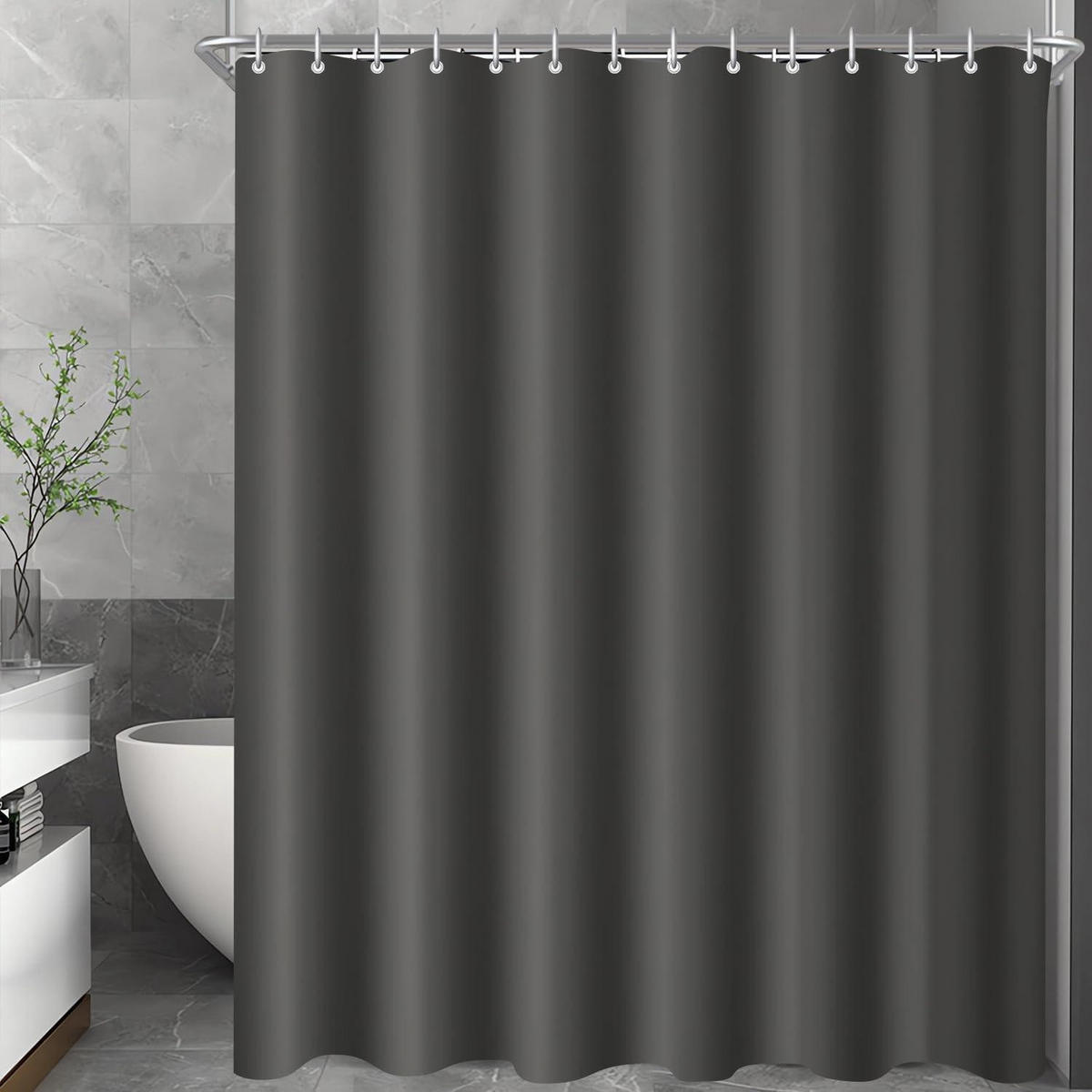 DUSCHVORHANG Dunkelgrau 200 x 200 cm Textil Wasserabweisend Waschbar - Anthrazit, Textil (200/200cm)