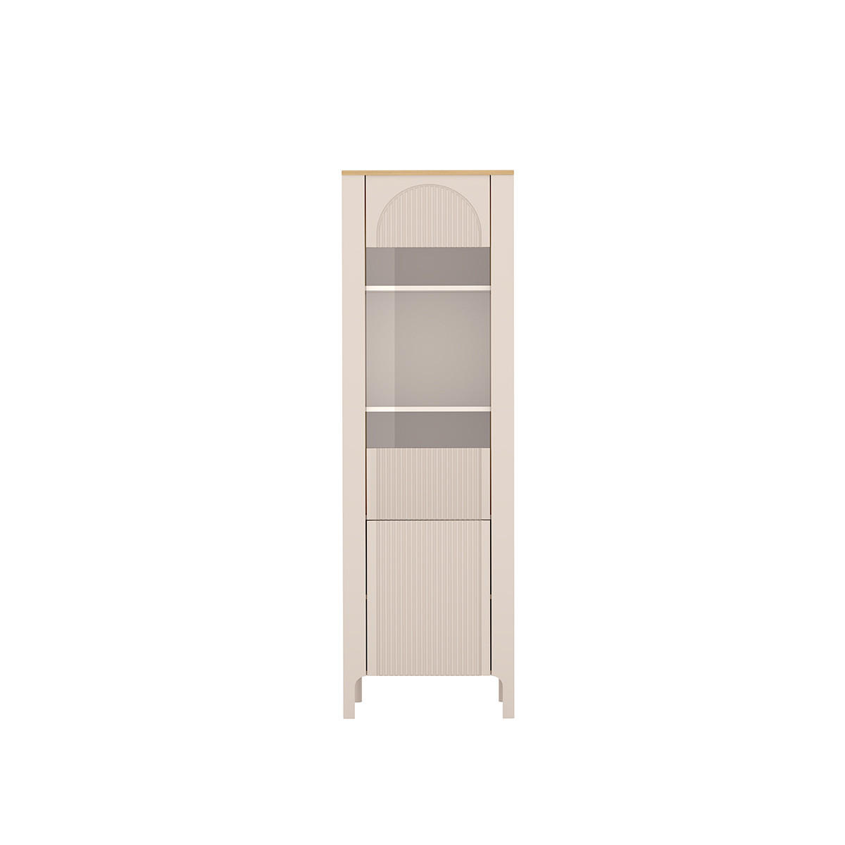 VITRINE Marbella Kaschmir, zweitürige höhe Glasvitrine - Kaschmir, Holzwerkstoff (60/197/41cm) - Bettso