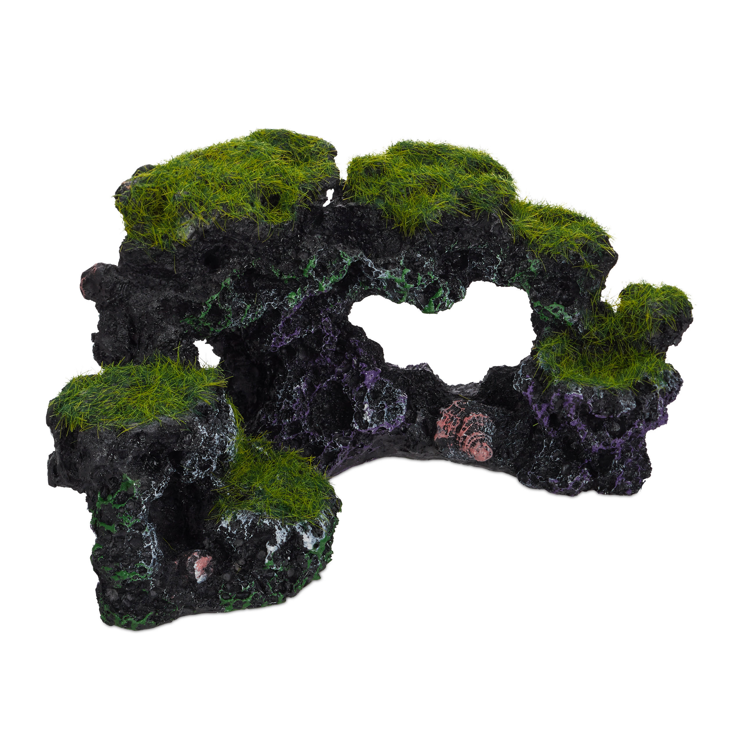 DEKORÁCIA akvárium kameň - čierna, plast (17/8.5/9cm) - Relaxdays