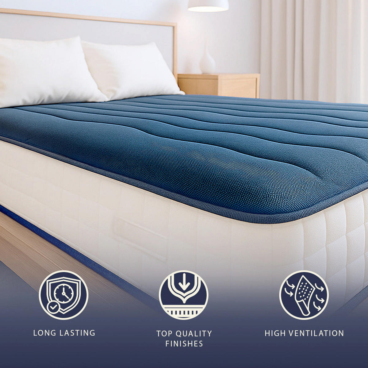 MATRATZE 120 x 200 cm (1,5 Pl.) Waterfoam H20 cm Mittelhart - Weiß, Textil (120/200cm) - The White Stone