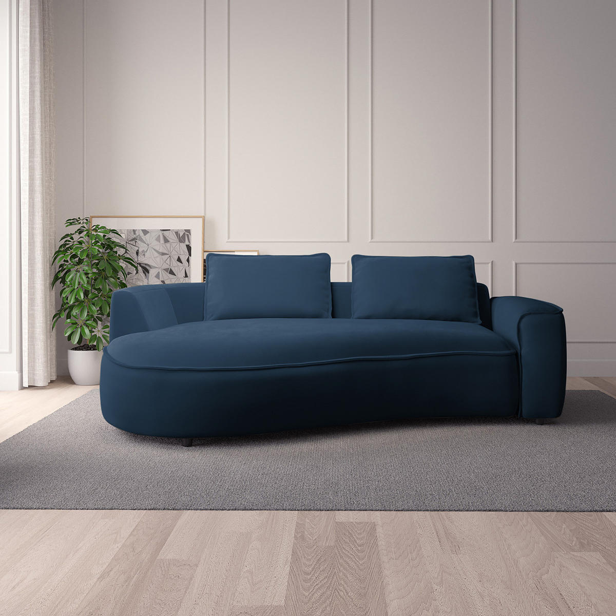 2,5-SITZER SOFA - Schwarz/Dunkelblau, Kunststoff/Textil (217/82/146cm) - home24