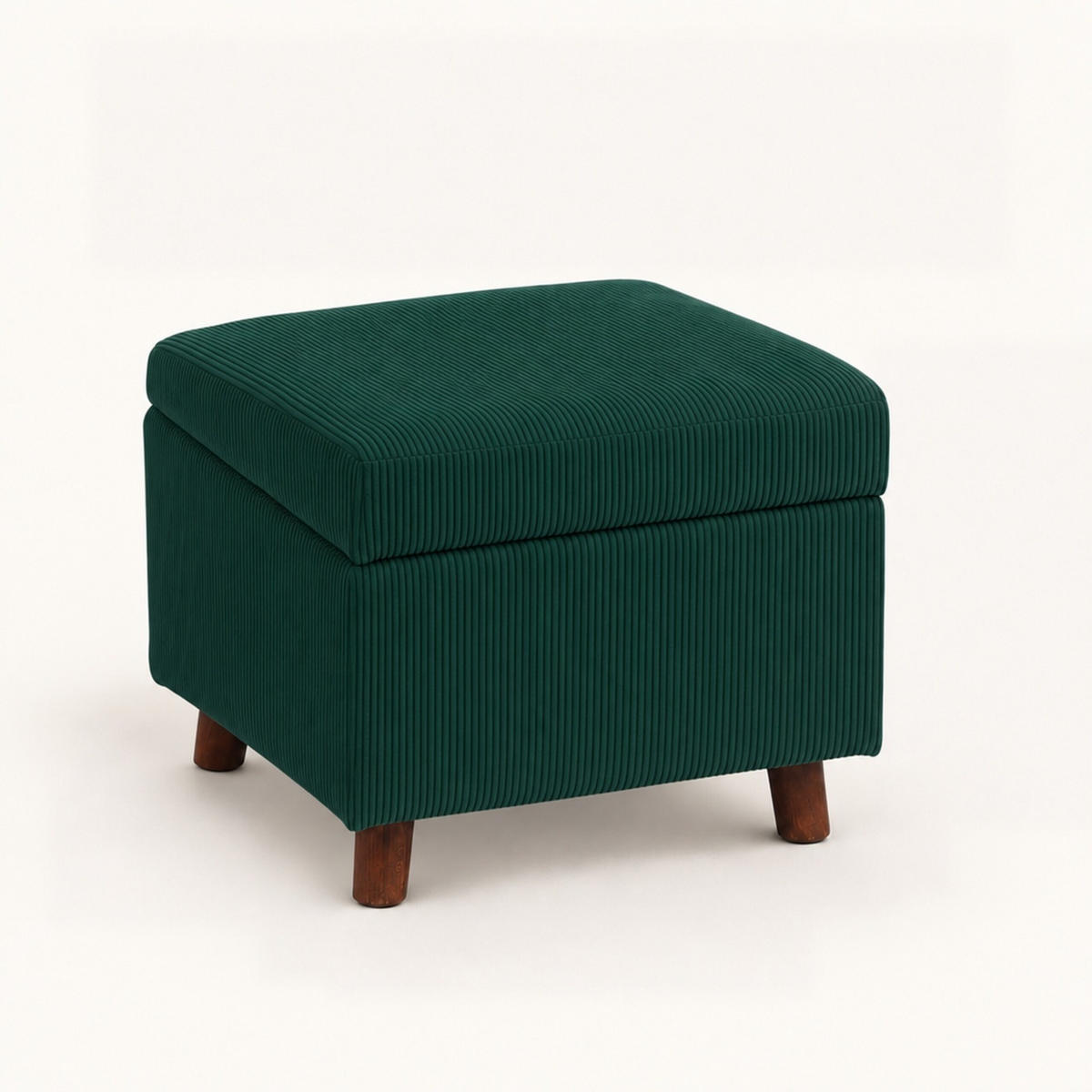 TABURET Verde închis catifea reiată cu spațiu de depozitare 40 cm - verde închis, material textil/compozit lemnos (46/40/40cm) - Relaxdays