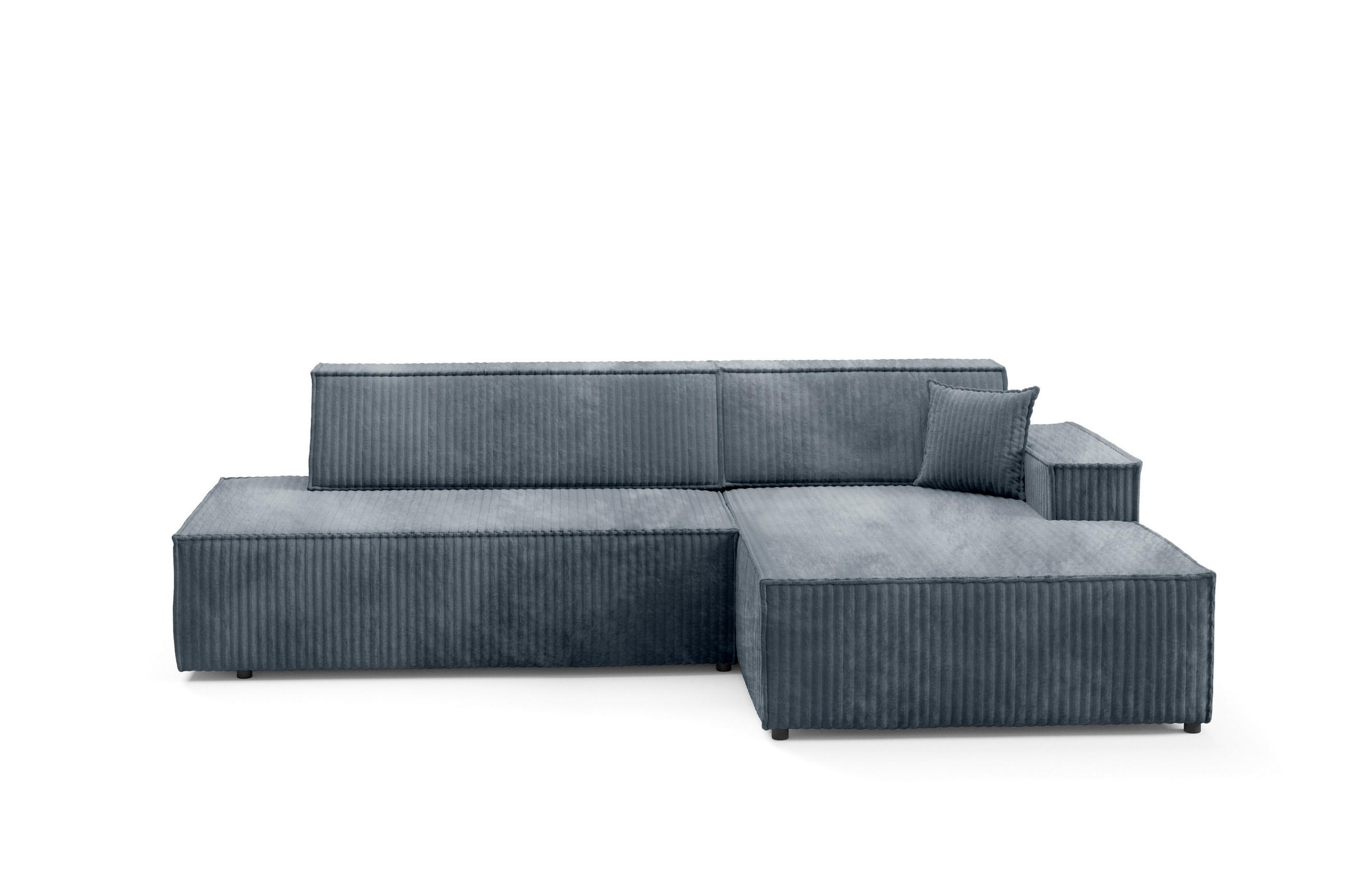 ECKSOFA TESSO R-S Grau Kordstoff mit Schlaffunktion - Grau, Holz (247/170cm) - MASSENO