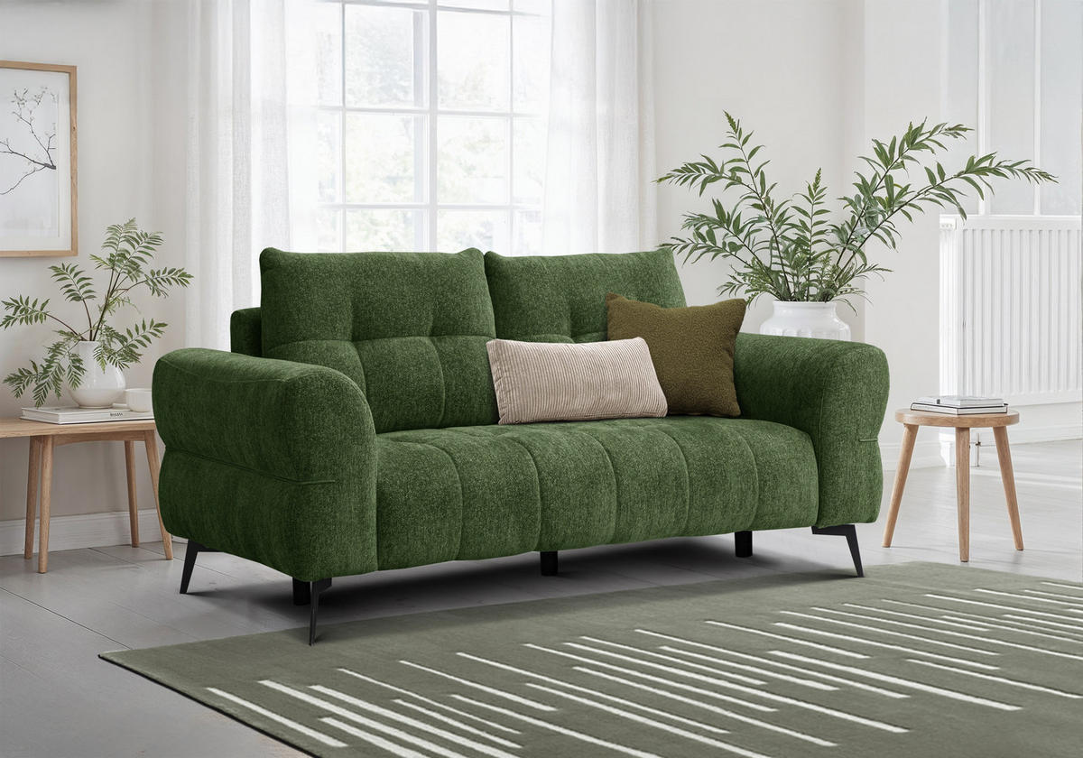 SOFA SALVINI 2,5-Sitzer, dunkelgrün - Dunkelgrün, Holz/Textil (206/88/99cm) - Courtois Laville