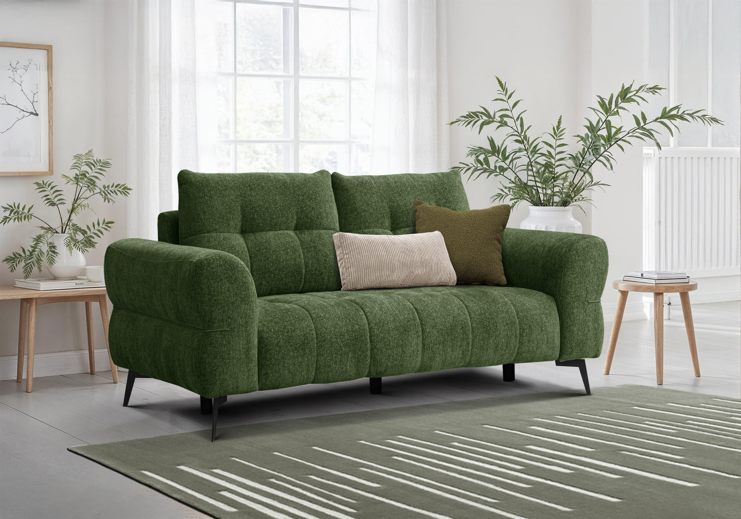 Thumbnail - Courtois Laville Sofa, Dunkelgrün, Textil, 3-Sitzer, 206x88x99 cm, Wohnzimmer, Sofas & Couches, Sofas, 2-Sitzer Sofas