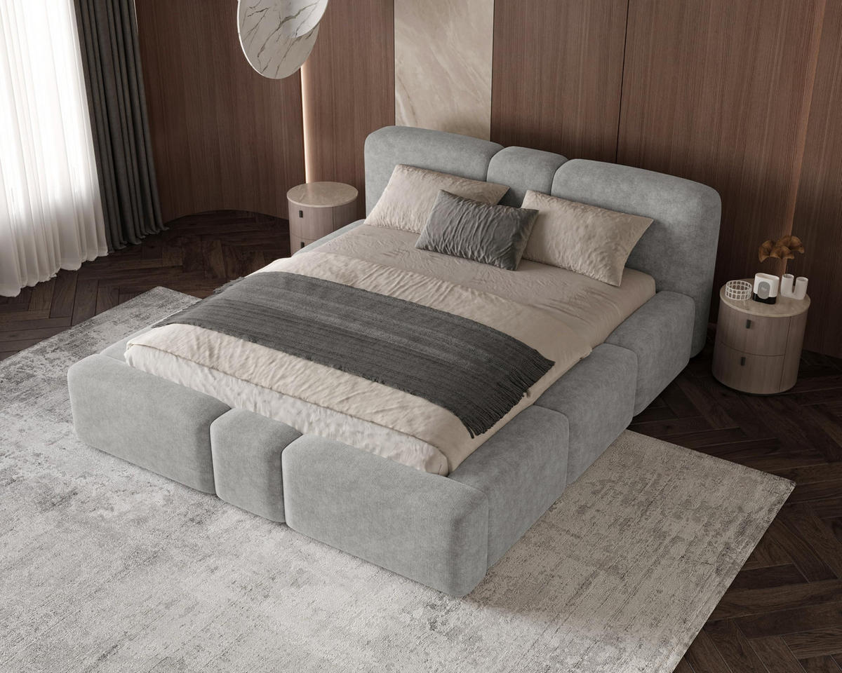 POLSTERBETT Monte160x200 cm- Bettkasten und Stauraum - Doppelbett mit Stabilem Metallrahmen - Dunkelgrau - Dunkelgrau, Holzwerkstoff (160/200cm) - Chilly