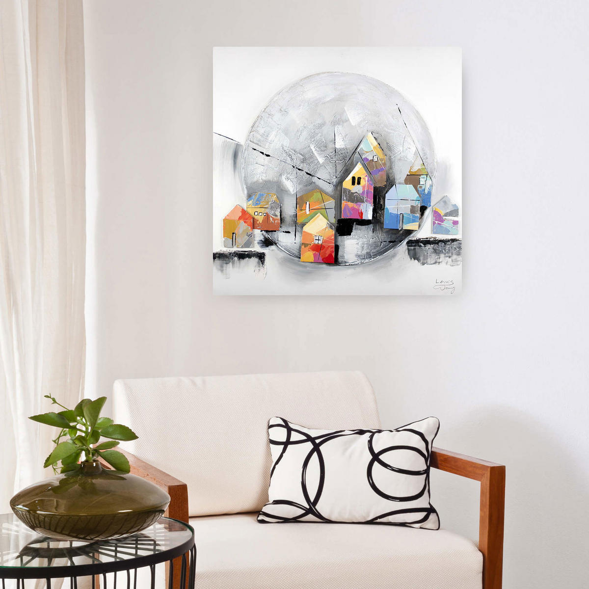 ACRYLBILD HANDGEMALT 80/80 cm - Grau, Holz/Textil (80/80cm) - KUNSTLOFT