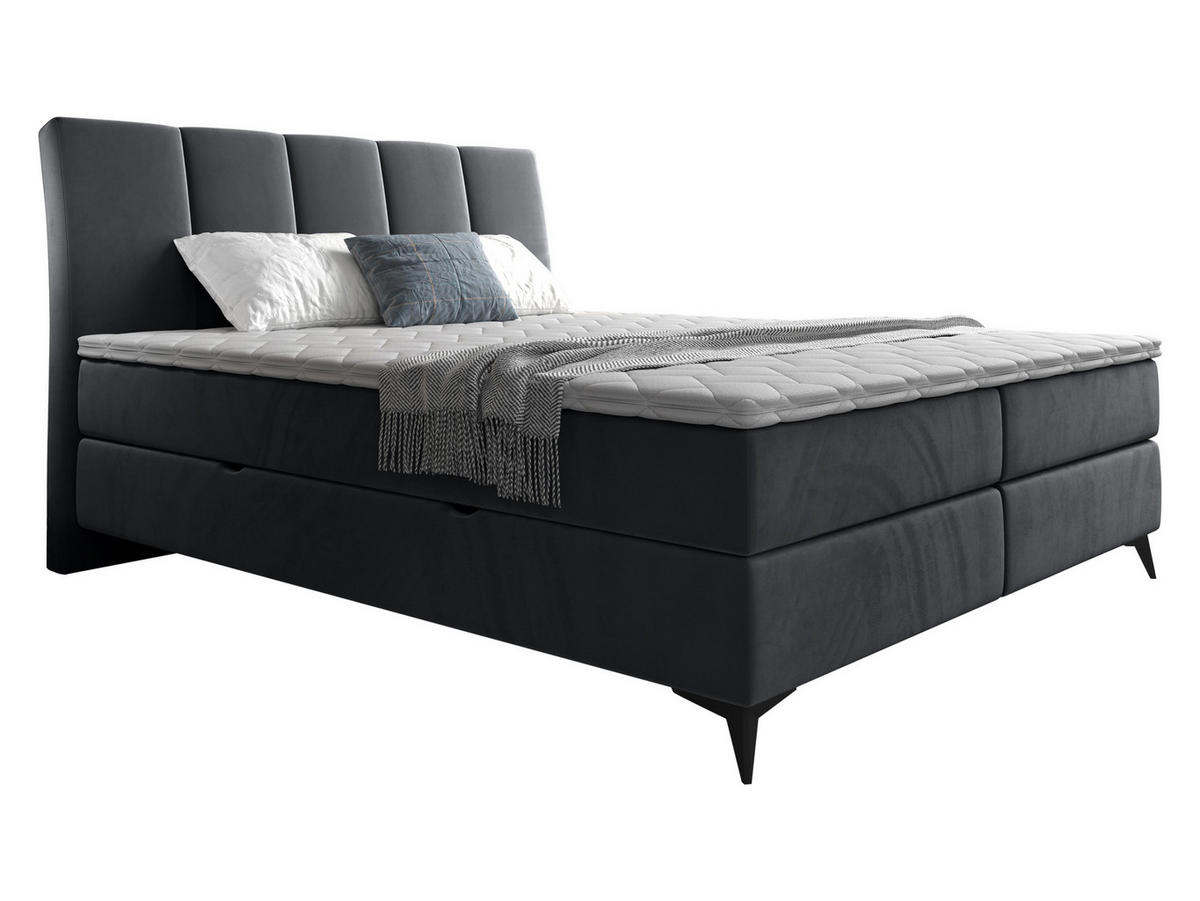 BOXBETT Forever - Schwarz/Grau, Holz/Textil (140/200cm) - MIRJAN24