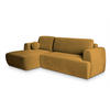 ECKSOFA SENTI K L-S Gelb Plüsch-Stoff mit Schlaffunktion - Gelb, Holz (246/148cm) - MASSENO