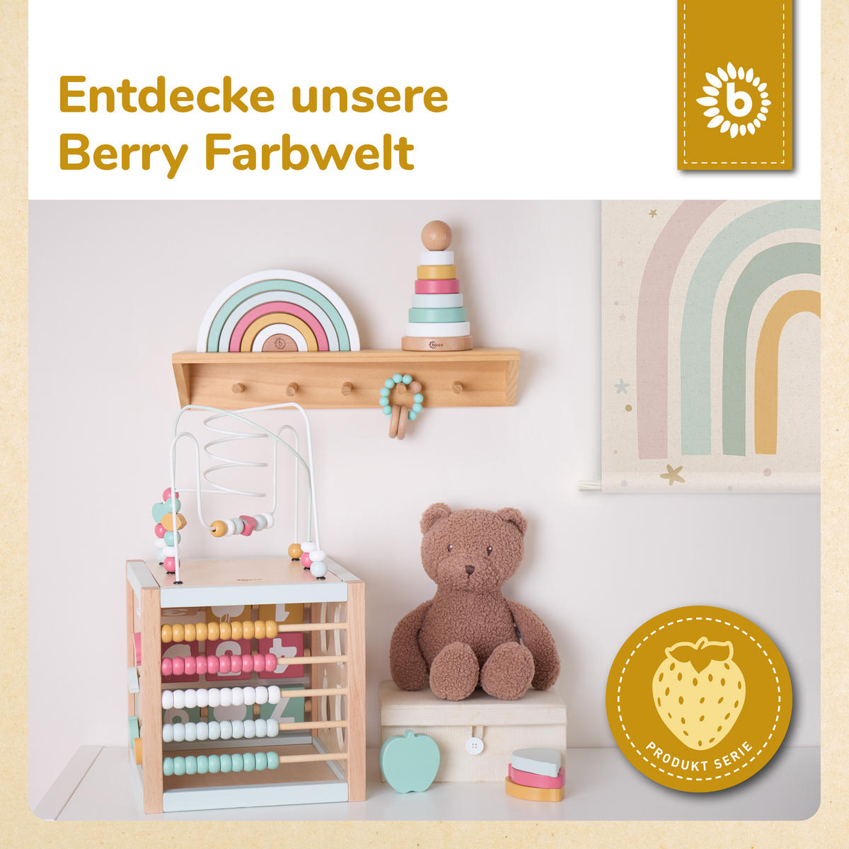 MOTORIKWÜRFEL Berry XXL Holz FSC - ab 1 - Multicolor, Holz (30/30cm) - Bieco Spielwaren