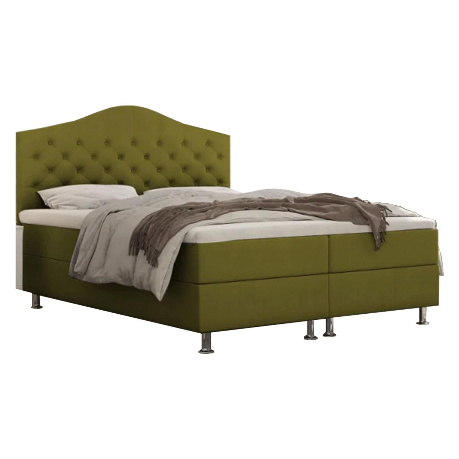BOXBETT Glamour Bonellfederkern inkl. 7-Zonen Topper T-30 - BOXBETT mit Bettkasten - Salbeigrün, Holz/Holzwerkstoff (140/200cm) - Best For Home