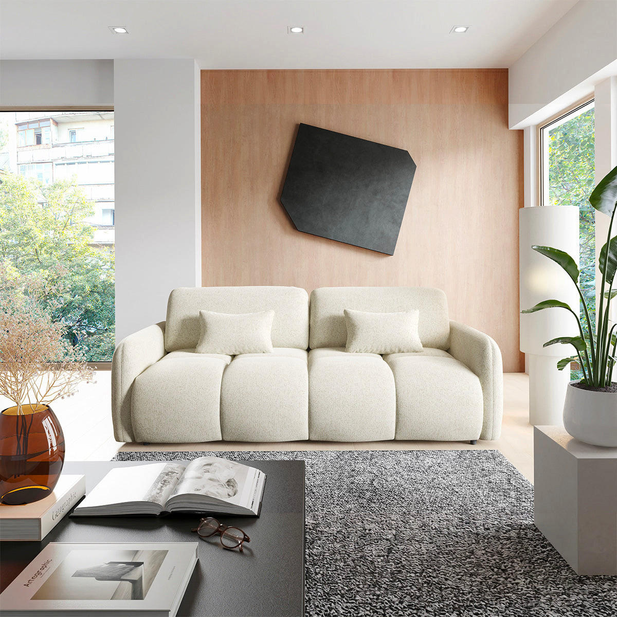 SOFA 3 Sitzplätze Cremefarben - Weiß, Holz (236/95/121cm) - Petits-meubles
